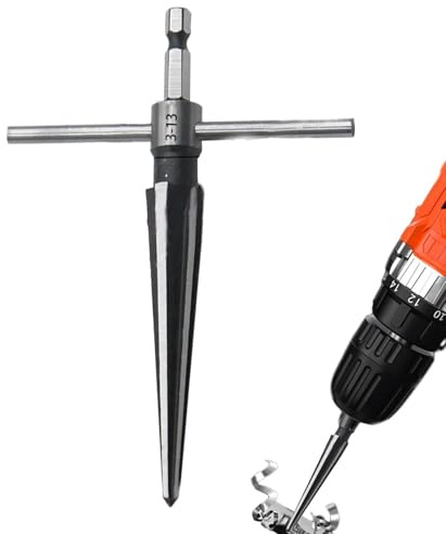 Alesatore conico: aprifori universale, componente di perforazione per trapano elettrico, pezzo di taglio smussato con manico a T, rinforzati con design staccabile
