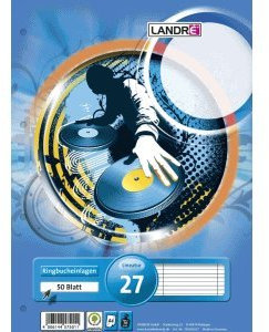 10 x Landre Ringbucheinlagen A4 50 Blatt 70 g/qm 4-Fach gelocht Lineatur 27