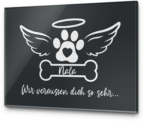 Grabstein Gedenkstein aus Hochglanz Acrylglas Grabplatte mit Gravur ab 20x15 cm Gedenktafel für Menschen oder Haustiere Hund Katze personalisiert Gedenkplatte Grabschmuck Urne Andenken wetterfest
