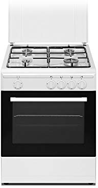 Nikkei SN664WGE - Cucina a gas 4 FuochI con forno a gas con grill elettrico 60x58 colore Bianco