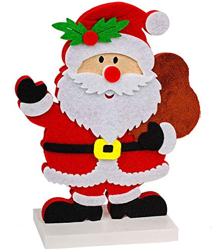 alles-meine.de GmbH große - Filz Dekofigur - lustiger Weihnachtsmann - 21 cm ! - Innen & Außen - wetterfest - mit Holzfuß + Metall - Groß - Weihnachten - Weihnachtsmotiv - Winter..