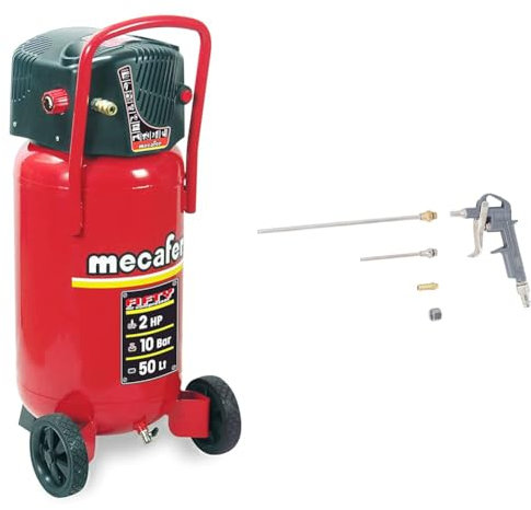 Mecafer 425090 Compresseur 50 L 2 hp fifty mecafer & BGS 3215 | Soufflette à air comprimé | fonte d’aluminium | 3 buses