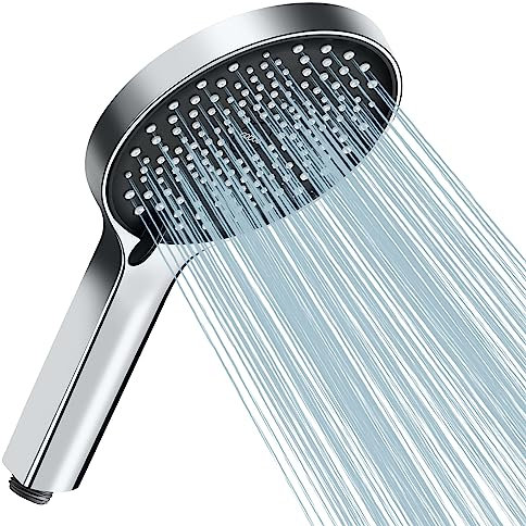 Cobbe Wassersparender Duschkopf, Großer Regendusche Mit 3 Strahlarten, Druckerhöhend, Schwarz/Chrom