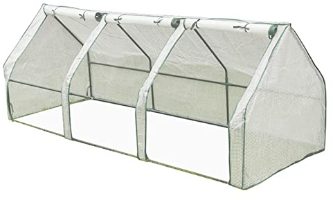 Gartengewächshäuser Gewächshaus Mit Fenster PE Treibhaus Tomatenhaus Frühbeet Foliengewächshaus, Niedrig, Spitzdach, UV-beständige Folie, Gewächshaus Gemüse U. Pflanzen - 240x90x90cm (ohne Ständer)