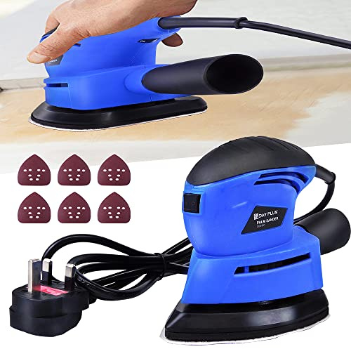6Pcs Sandpapers Mouse Sander, 12000 RPM 130W Detail Sanders Compact Ergonomic Design for Removing Paint, Varnish, Polishing (2X80&2X120&2X240)