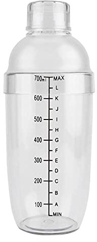 Ecoodisk Shaker da Cocktail di plastica, Shaker in plastica in plastica Trasparente Shaker di plastica con Tazza da Shaker a Mano per Bevande Top su Scala e Filtro con Scale.,700CC