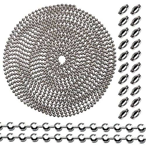 TOAOB 6 Metri Catena Palline a Sfera in Acciaio Inox 4.5 mm Catenella per Tenda a Rullo Regolabile Estensione Catene con Connettoro per Collana Gioielli Fai da Te Portachiavi Bracciali
