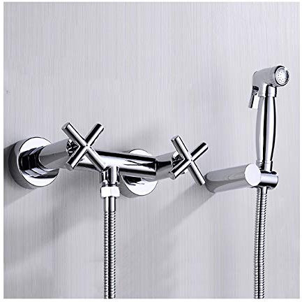 Bidet-Sprüher-Wasserhahn-Set, Messing, Chrom, Hand-Wc-Bidet-Aufsatz, Drucksprüher, Wandmontage, Tragbare Stoffwindel-Waschmaschine, Duschsprüher-Set Mit Kaltem Und Heißem Wasser