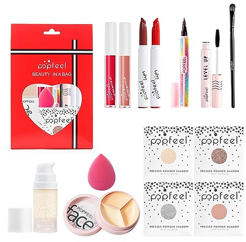 Set di Trucchi, FantasyDay Kit di Bellezza Cosmetici Kit per Occhi, Viso e Labbra - Natale Regalo Xmas Makeup Gift Set con Correttore, Rossetti, Lucidalabbra, Palette Ombretti, Mascara, Trousse, Fard