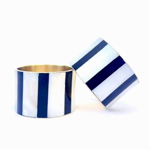 ASTER HOME - Servilleteros Dorados de Nácar Natural Negro y Blanco - Anillos para Servilletas Elegantes para Mesa Comedor Cocina - Servilleteros Decorativos Modernos (6)