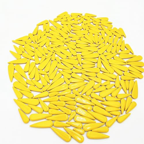 Keramik Mosaikfliesen in Tropfenform für Bastelarbeiten, Bilderrahmen, Tassen, Blumentöpfe, Aquarien, Vasen, Herstellung von Trittsteinen (gelb)