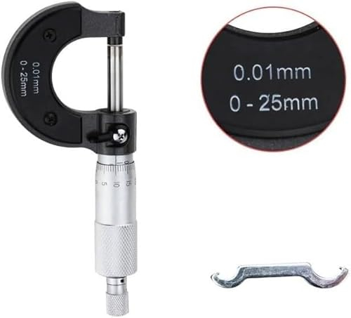 ShaaRi Mikrometer-Messwerkzeuge, Externer Satz Außenmikrometer, mechanische Messwerkzeuge, mikrometrische Messgeräte for Messungen (Farbe: 0–25 mm außen) (Farbe: 025 mm außen) (Color : 025mm Outside)