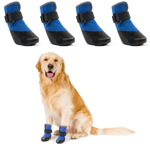 LiebeDD Hundeschuhe Pfotenschutz 4 Stück Hund Verletzung Leckschutz Hundesocken Anti Rutsch Hunde Schuhe Outdoor mit Wasserdicht Sohle, Blau, XS