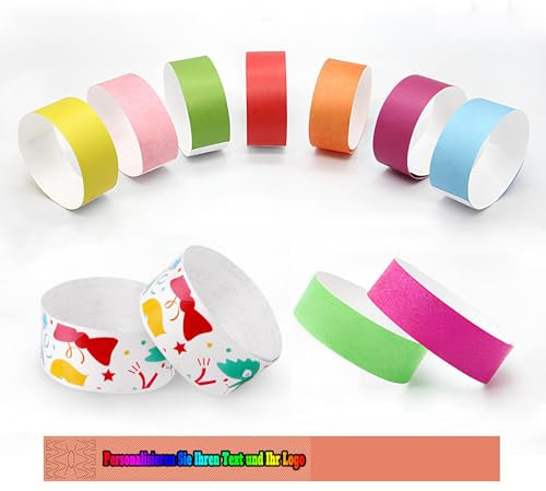 LSDINDF Personalisierten Eintrittsbänder, Party Einlassbänder, Festival Armbänder, wasserdichte Eintrittsarmbänder, für Partys Vergnügungsparks Konzerte Geburtstag Hochzeit.