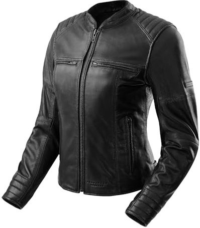 REBELHORN Hunter II Lady Motorradjacke Damen | Leder | Ellbogen, Schulter und Rückenprotektor der Stufe 2 | 2 Belüftungskanäle | Größen bis 5XL
