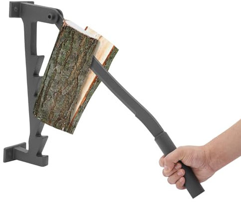 JUDEMII Divisor de madera manual con guantes, soporte de pared, separador de leña, seguro para encender leña, partidor de madera de mano, para pequeñas maderas secas de pino, abeto y abeto