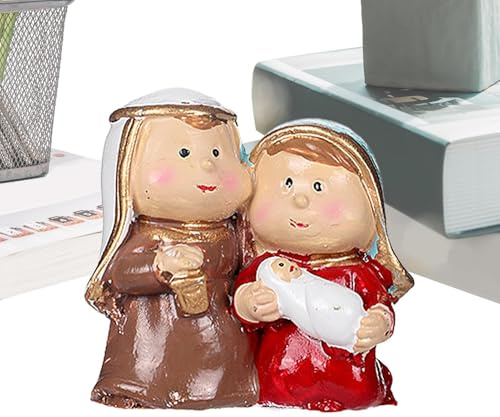 Escenas de mesa de belén, decoración de Navidad estable, pesebre, decoración del hogar, escena de pesebre de la sagrada familia, belén de Navidad, figuras de belén para Navidad