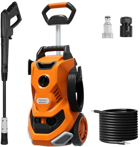 Pressure Washers 2000w 160Bar 450L/H Jet Wash with Adjustable 900ml Foam Cannon & Nozzle, Power Washer with Telescopic Handle,Pressure Washer for Patio/Car/Fences/Driveways/Home