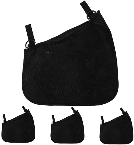 4 Stück Seitliche Aufbewahrungsnetze für Kinderwagen Schwarz | Polyester, mit Verstellbarem Trageriemen, für Shopping und Reise Unterwegs