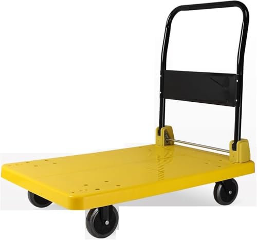 Plattformwagen, zusammenklappbarer Plattformwagen, Kunststoffdeck und Metallgriff, Handwagen mit Rädern, zusammenklappbarer Schiebewagen für Paketwerkzeuge, beweglicher Pritschenwagen, Farbe: Groß