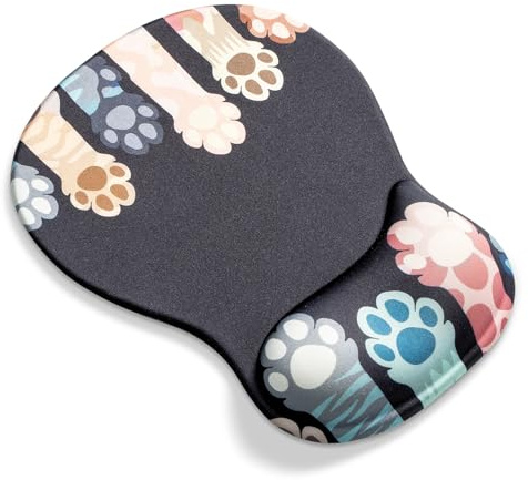 AOKSUNOVA Mauspad Ergonomisches Gel Mousepad mit Handauflage Katze | Ergonomisches Mauspad mit Gel-Handauflage, Dekoratives Motiv, Komfortable Handgelenkstütze, Rutschfeste Basis für Büro