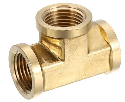 QUARKZMAN Latón Te Tubo Accesorio, NPT1/2 x NPT1/2 x NPT1/2 3 Vías T-Conector para Gas Transporte Conexión Tuberías, 1Pcs