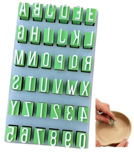 Generico 38 Timbri Lettere Alfabeto, Set di Stampi Lettere Maiuscole Minuscole E Simboli per Argilla, Pasta di Zucchero, Biscotti