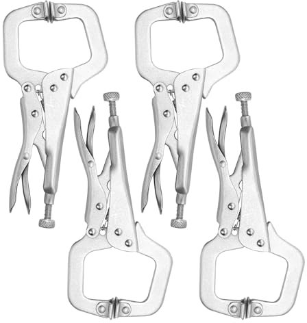 HYSHLC 4 Pcs 6.69Inches/17CM Heavy-Duty Locking C-Clamp Pliers with Adjustable Screw and Swivel Pads, Alloy Steel Quick-Release Welding Clamps for Woodworking, Crafts, DIY Projects