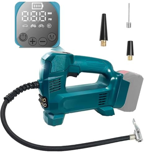 Akku Kompressor kompatibel mit Bosch Professional 18V System Akku GBA mit LED Lampe 160 PSI kabellose tragbare elektrische Luftpumpe mit digitalem Manometer für Auto, Fahrrad, Sportball (TOOL BARE)