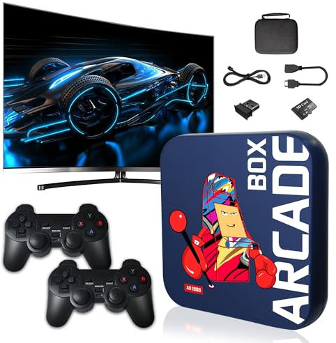 Arcade Box,mini arcade game box,64/128/256GB,30000/41000/50000+games,emulatore di console di gioco plug and play video games per tv,controller wireless 2.4g,nero,Emuelec4.3 (256g)
