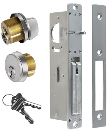 Commercial Mortise Door Lock with Thumbturn, 1-1/8 Backset Storefront Door Deadbolt Lock, Solid Brass Cylinder, Direct Replacement for Aluminum Narrow Stile Doors (Silver)