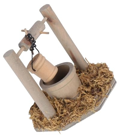 Figurine miniature en bois avec puits d'eau et seau pour maisons de poupée 1/12 décorations d'extérieur réaliste