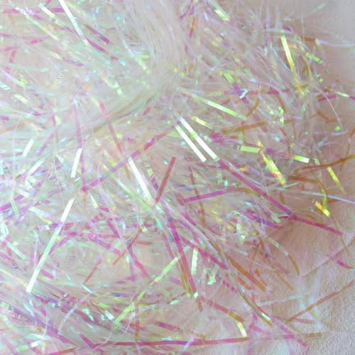 Ltxyivty 5.3OZ Diamond White Crinkle Paper Shred Filler for Gift Baskets Box Gift Wrapping Crinkle Plastic Shred Filler for Easter Basket Grass, Christmas, Birthday