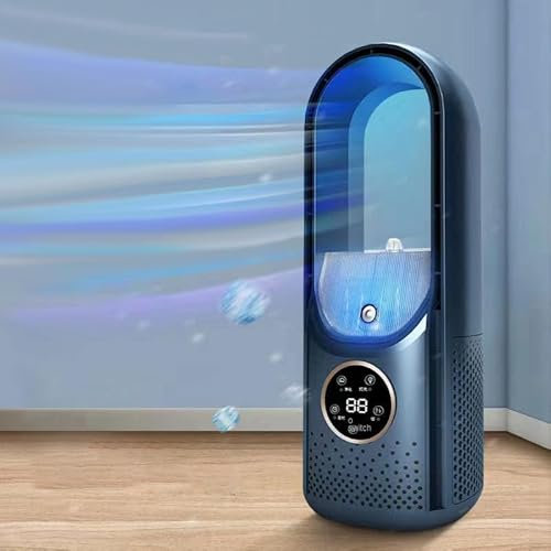 Blade-Free Silent Portable Air Conditioner,USB Personal Mini Air Conditioner with 6 Wind Speeds & 6 Timers Mini AC Unit Desktop Cooling Fan,Energy-Saving Evaporative Cooler for Home and Office (Blue)
