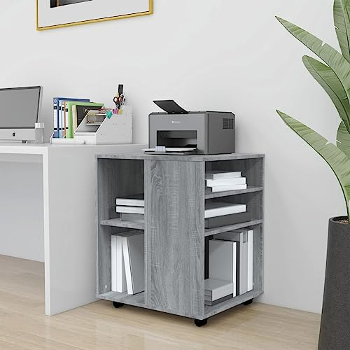 WKIEQACO Rollschrank, Grau, Sonoma, 60 x 53 x 72 cm, Holzwerkstoffschränke & Aufbewahrungsschränke und Schließfächer