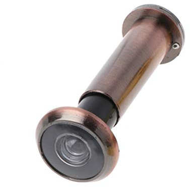 Judas pour porte d'entrée large à 200 degrés avec caches d'intimité - Diamètre : 16 mm - En laiton - Pour portes à panneaux étroits