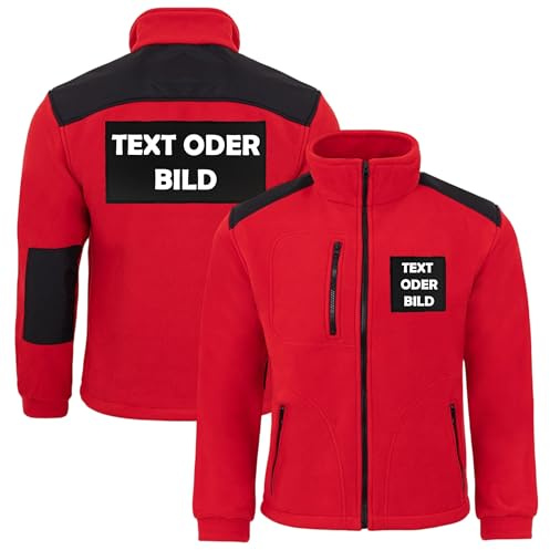Personalisierte Fleecejacke Herren mit Logo & Text – Arbeitsjacke mit Logo & Verstärkungen – warme Fleecejacke für Arbeit & Freizeit – individuelle Arbeitskleidung
