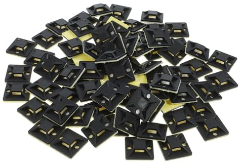 Mipcase 100 pezzi Supporti per Fascette Cavi Autoadesivi con Viti per Fissaggio Stabile e Resistente Base Abs Nera per Organizzazione Cavi Elettrici e Cablaggio Professionale