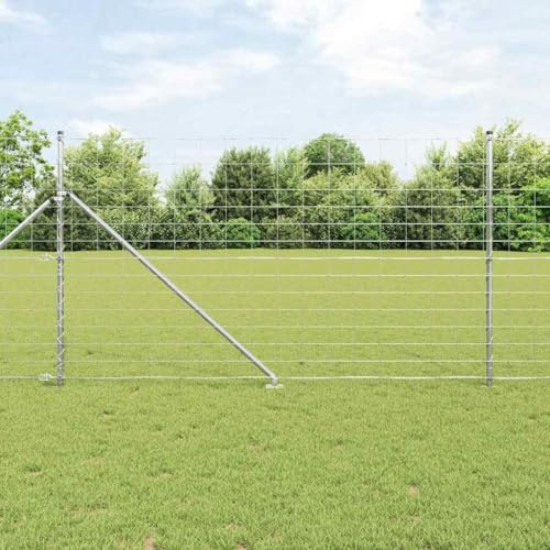 Wildzaun Silber 25 x 1,4 m, Verzinkter Stahl Gartenzaun für Außenbereich, Robuster Gitterzaun Wetterfest, Einfache Installation, Schutz für Garten und Tiere