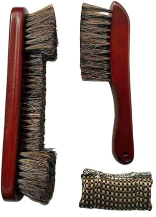 wueiooskj Cepillo de Crin de Caballo portátil y Ligero para Billar y riel, Juego cepillos, Color Rojo Vino