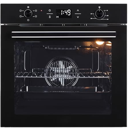 K&H Einbau-Backofen 60 cm, Autark, LED Display, Energieeffizienzklasse A, Wärmeschutzverglasung, Full-Black-Design, 75 l Volumen, Umluft, 75L-ED