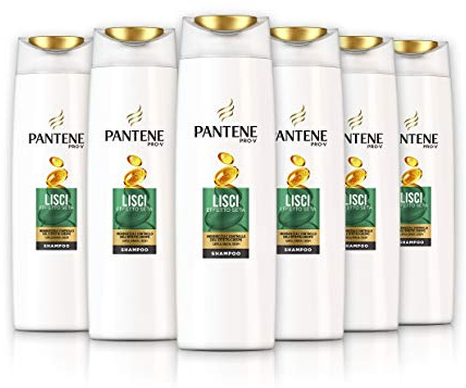 Pantene Pro-V Smooth Shampoo Seideneffekt mit Nährstoffen, Packung mit 6 x 250 ml
