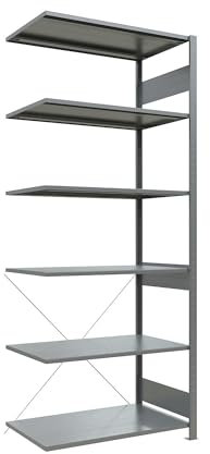 eurokraft | Steckregal | einreihig | Fachboden-BxT 1000 x 600 mm | verzinkt | Höhe 2500 mm | Anbauregal
