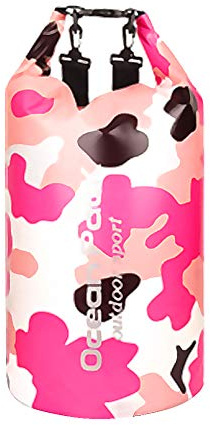 iSpchen Trockensack PVC 2L/3L/5L/10L/15L/20L/30L Wasserdichter Packsack Schultergurt-Rucksack-Handtasche für Kajakfahren Freien Kajakfahren Bootfahren Angeln Reisen Radfahren Strand Rosa