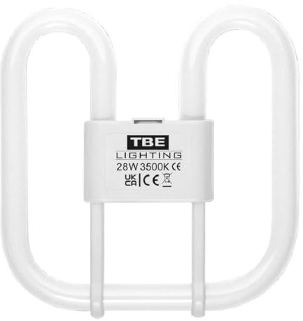 TBE LIGHTING 28w 2D 4-PIN CFL Energy Saving Lamps - DD Fluorescent Bulbs - 4-Pin GR10q Base Fittings - Long Life Lamp, Soft White 3500K (Single Unit)