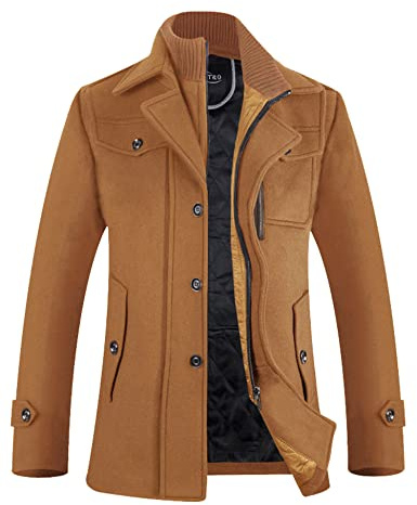 APTRO Mens Jacket Winter Thick Wool Coats Warm Casual Overcoat Outwear Business Single Breasted Trench Jacket 1108 Camel M