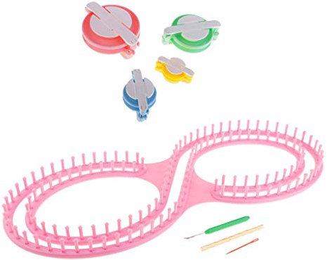 Tubayia Strickrahmen Knitting Loom Set mit 4 Stück Bommelmacher für Mützen Schals Kleidung Strickmütze Basteln