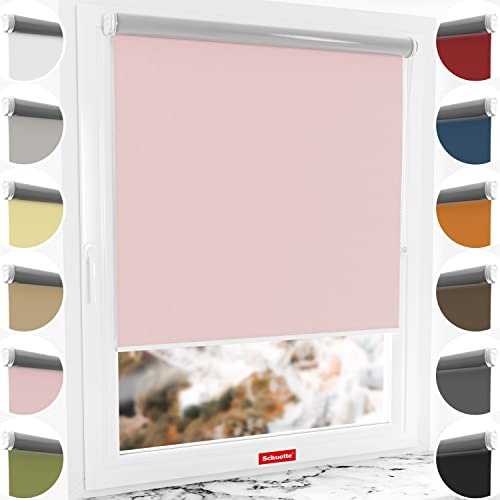 Schuette® Verdunkelungsrollo ohne Bohren/mit Bohren 2in1 ● Thermo Rollo Kollektion: Powder Blush (Rosa) ● 80 x 130 cm (Breite x Höhe) ● Suprafix Klemmrollo = Klemmfix 2.0 ● 60s Montage mit Video