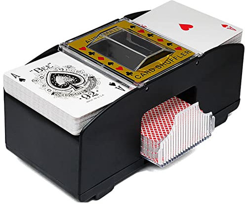 FAMKIT Automatischer Pokerkarten-Mixer für 1 bis 2 Spiele – elektrischer Mixer mit Batterien für Zuhause, Partys, Clubs