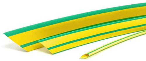 ISOLATECH Schrumpfschlauch Meterware Erdung (grün/gelb) ohne Kleber Ø10mm 5 Meter Schrumpfverhältnis 2:1 Set Polyolefin zum Isolieren von Kabel unbeschriftet UV beständig (Ø10mm 5Meter) | Meterware, Polyolefin, Für Erdung, Zum Isolieren von Kabeln und Lötverbindungen, UV-Beständig, Unbeschriftet